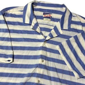 Johnnie-O Hangin Out Shirt Mens Large Laguna Blue Striped Cabana Golf Active